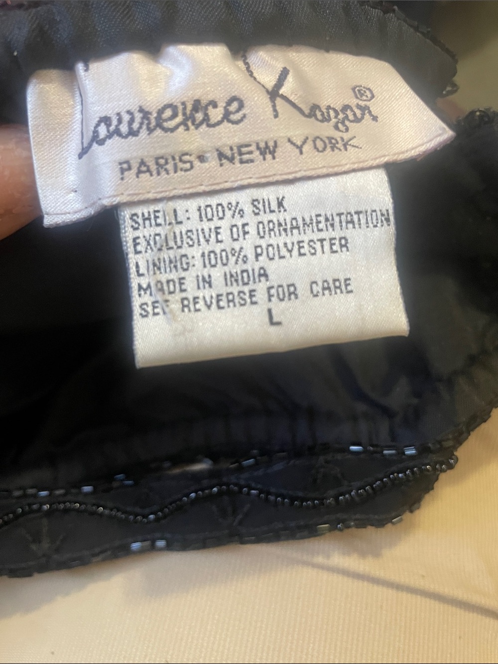 Laurence Kazar Black Camisole with Pink and Gold Embroidered Bands - Picture 2 of 4
